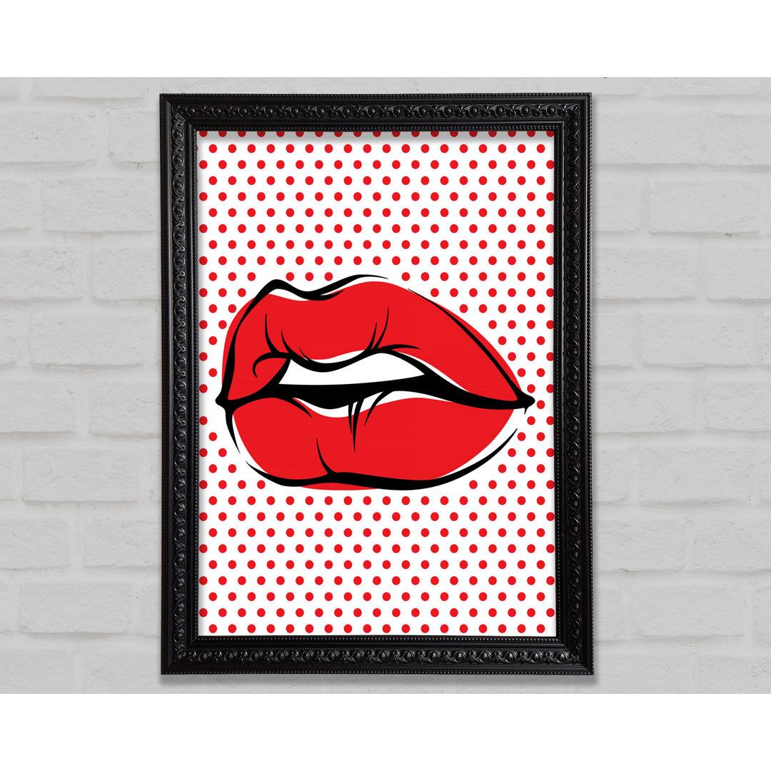 Red Lips On Pokerdots - Einzelne Bilderrahmen Kunstdrucke