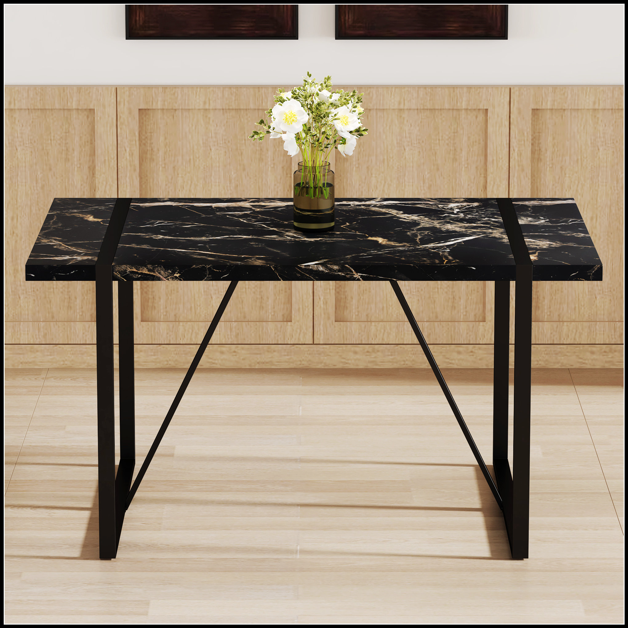17 Stories Minimalist Retro Rectangular Dining Table with Specially ...