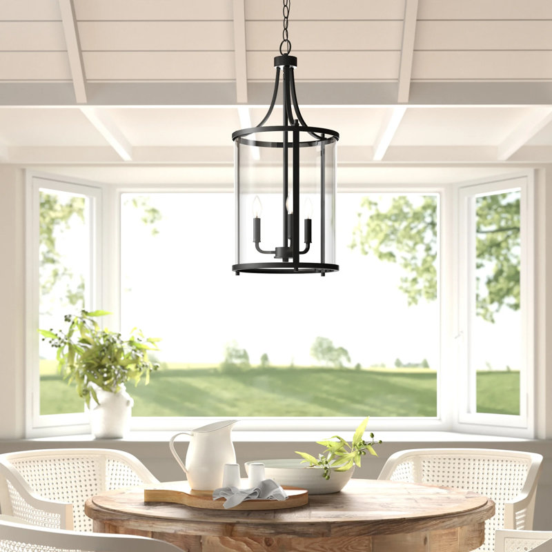 Cleveland 3 - Light Lantern Cylinder Chandelier in Black, Black