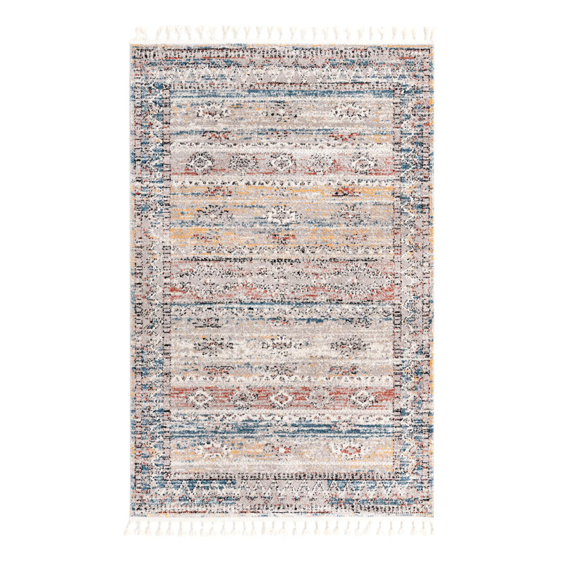 Tapis rouge / bleu / jaune Iroda, Rectangle 5 pi 3 po x 8 pi