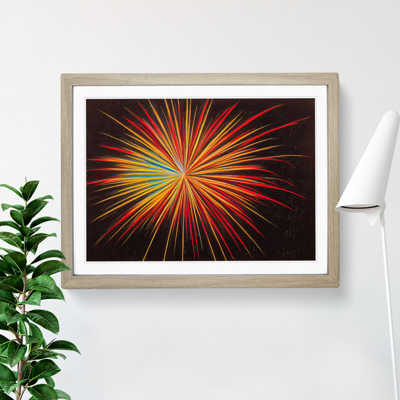 Mind Blowing Fireworks - Single Picture Frame Painting, 25cm H x 34cm W x 2cm D, Oak