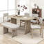 Ensemble de table de salle à manger en bois massif avec banc - Ensemble de table de salle à manger rembourré 6 pièces avec banc, mobilier de cuisine de ferme moderne bicolore pour les réunions de famille