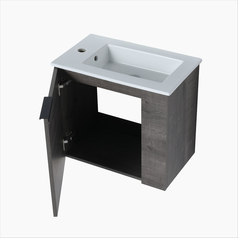 Meuble-lavabo de salle de bain avec lavabo 22 po pour petite salle de bain, meuble-lavabo flottant avec porte à fermeture en douceur