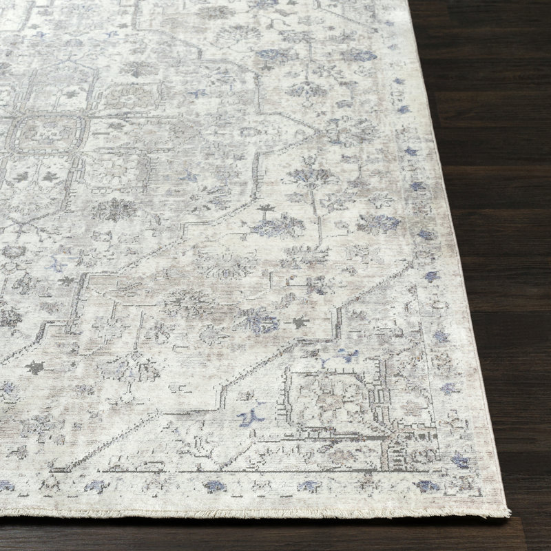 Tapis gris à motif oriental Hersche, Rectangle 7 pi 10 po x 10 pi 3 po