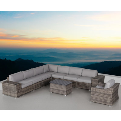 Somerset Wicker Fully Assembled 7 - Person Seating Group with Cushions