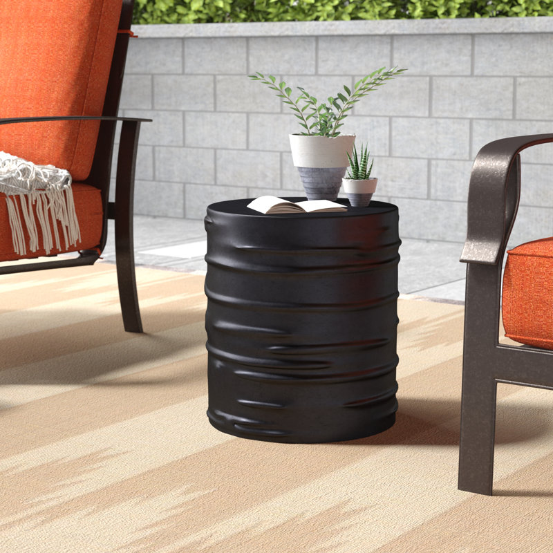 Round Outdoor Side Table , 15.75'' in. W 15.75'' in. D, Black
