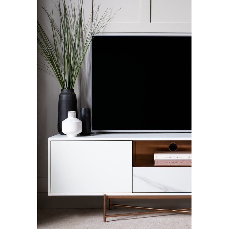 Algrid Unfinished TV Stand for TVs up to 78", White/Brown