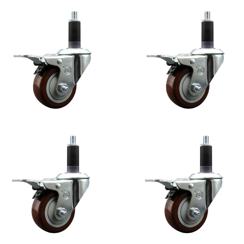 Jeu de roulettes extensibles en poly pivotant 1-1 / 8 pouces, Marron