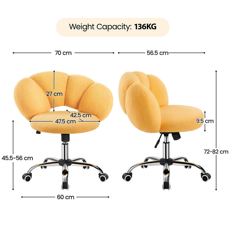 Boucle 360 Swivel Height Adjustable Task Chair, Yellow