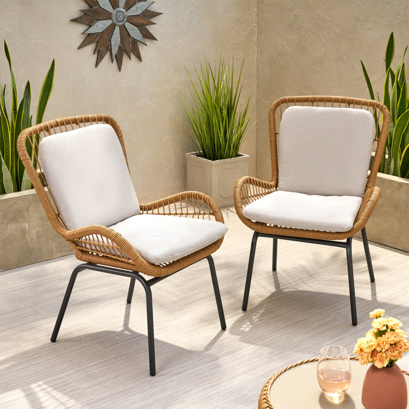 Mccaskill Outdoor Lounge Chair, Light Brown Frame / Beige Cushion