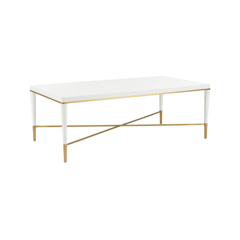 Table basse Hamlet, Blanc, Blanc / Laiton antique