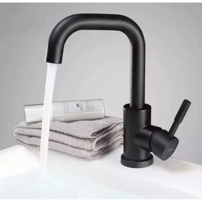 Robinet pour salle de bain à poignée latérale, Noir mat