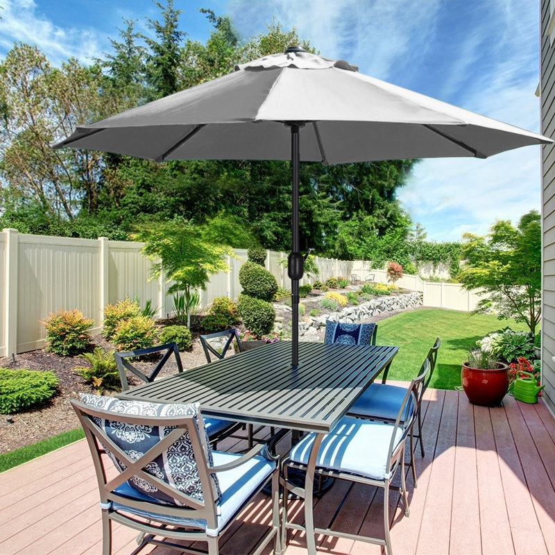 Aaroon 300cm Tilt Market Parasol, Light Grey