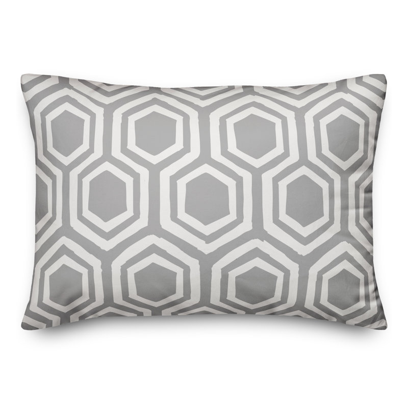Honeycomb Geometric Throw Pillow, Gray/White