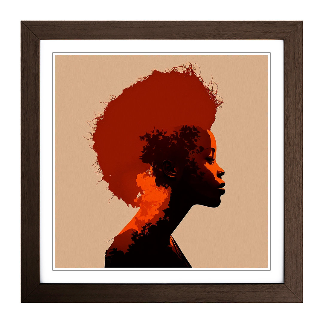 Woman with Affro Silhouette - Framed Print