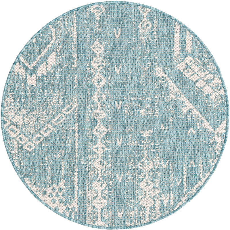 Tapis intérieur / extérieur en polypropylène tissé à la machine Medford, Rond 3 pi 3 po