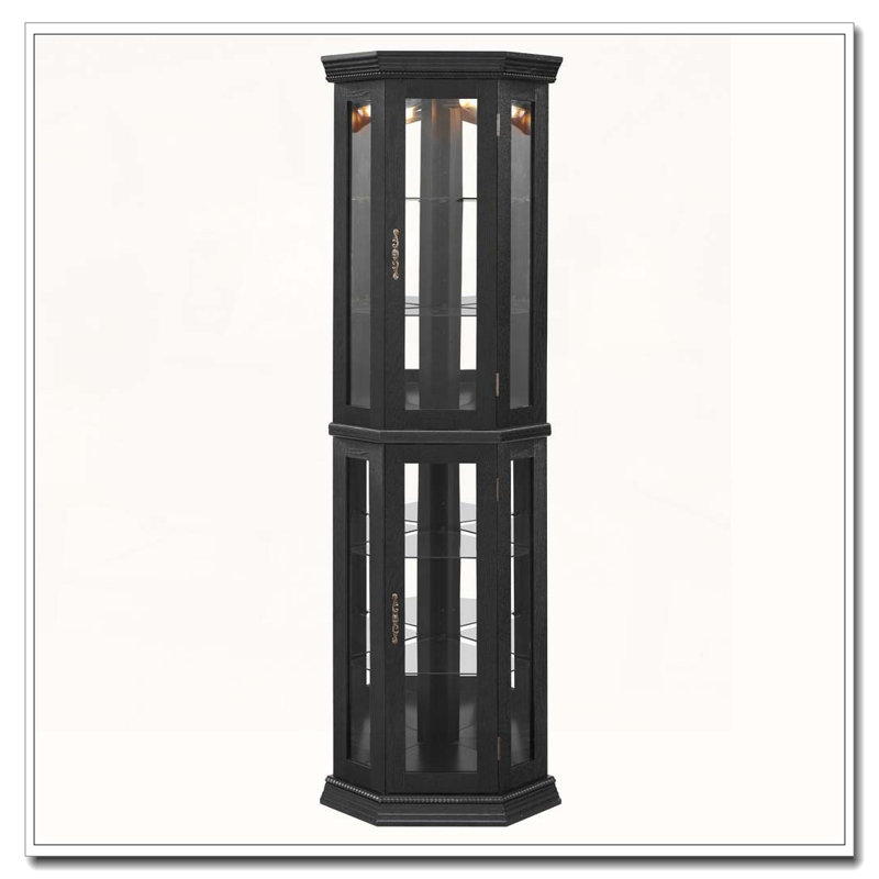 Lighted Corner Curio Cabinet, Black