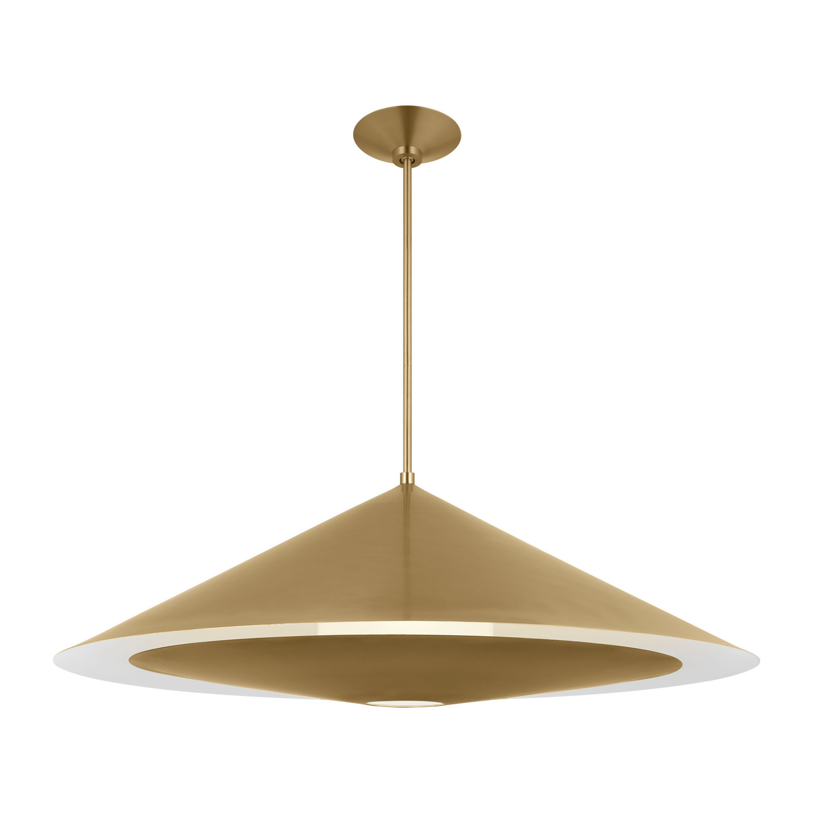 Dimmable Single Light Pendant, 66.5" H x 36" W x 36" D, Burnished Brass