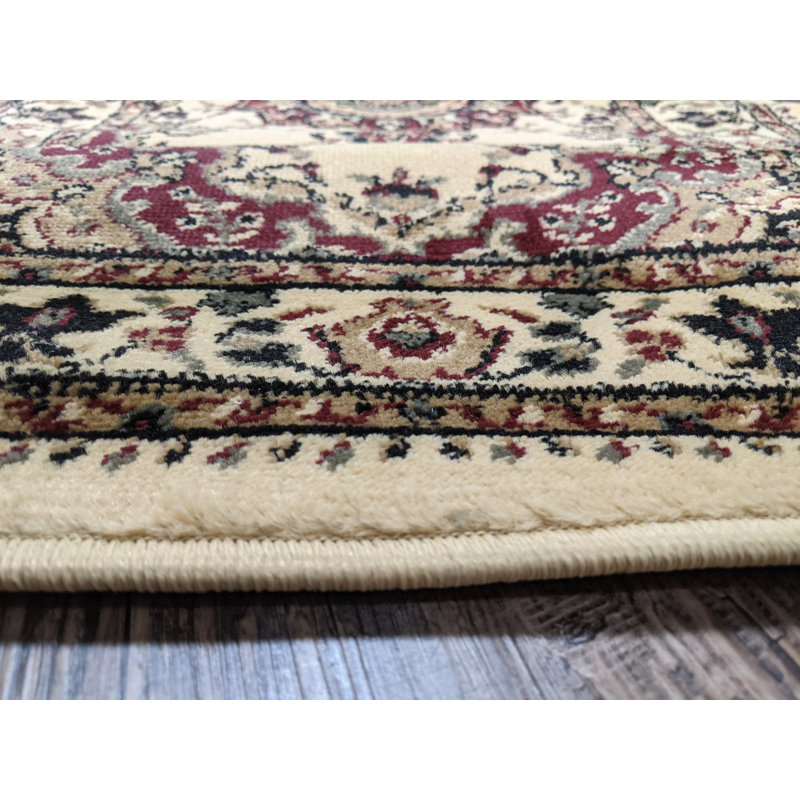  Rufina Ivory Traditional Oriental Medallion Area Rug, Runner 2'2" x 7'7"