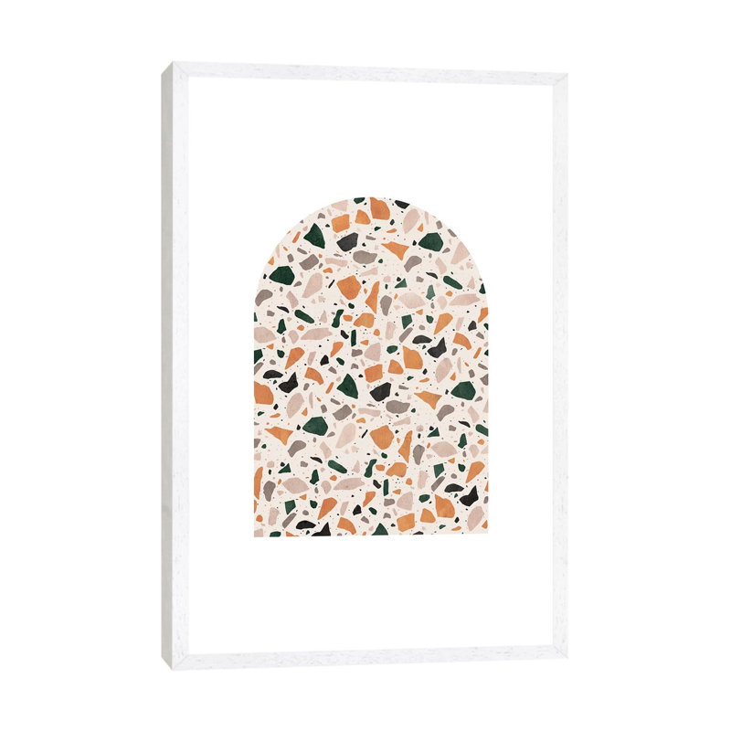 Terrazzo Marble Art by Whales Way - Painting on Canvas, 152.4cm H x 101.6cm W x 3.81cm D, White Framed