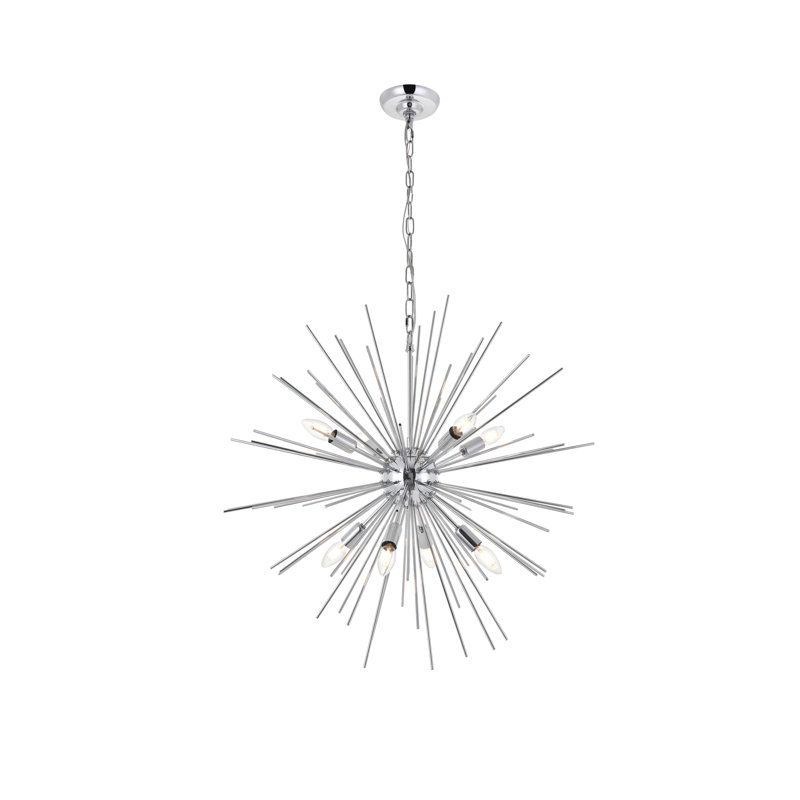 Sumler 8-Light Dimmable Sputnik Sphere Chandelier, 18" H x 20" W x 20" D, Chrome