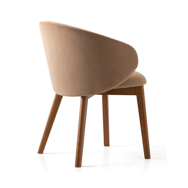 Tuka Upholstered Armchair with Wooden Frame, Walnut, Camel Brown
