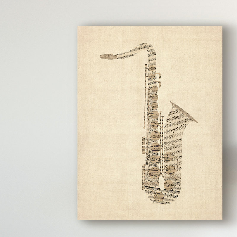 «Saxophone Old Part Music» par Michael Tompsett, impression sur toile tendue, H 32 po x l 24 po x P 2 po