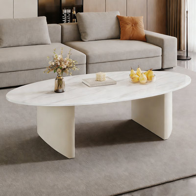 Table basse ovale moderne avec base en métal Home