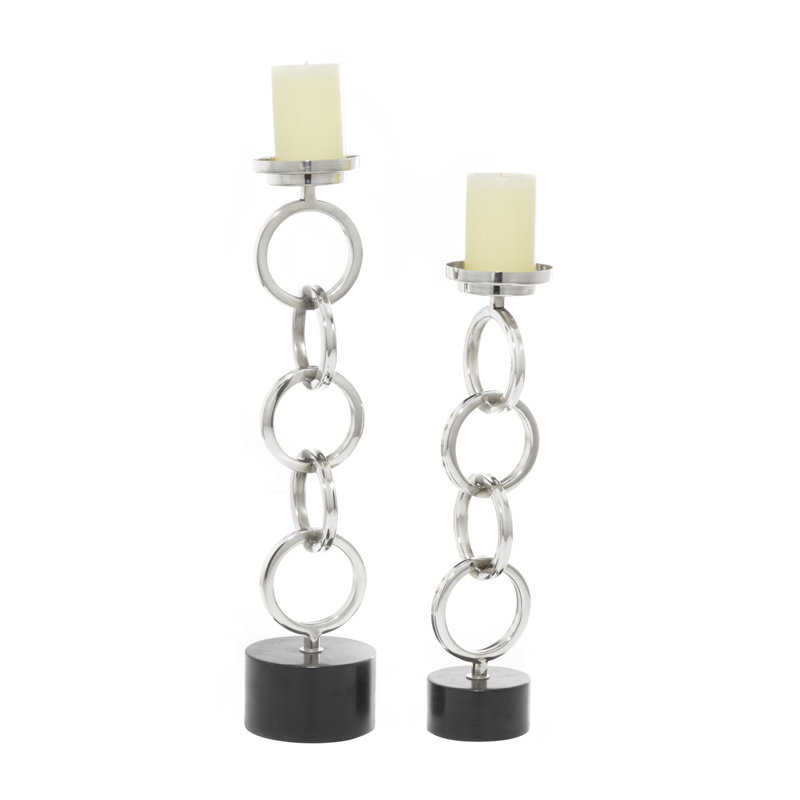 Ensemble 2 pièces de porte-bougie de table en acier inoxydable