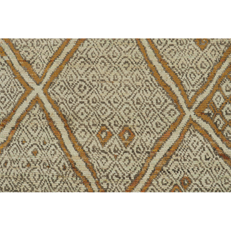 Moroccan Hand Knotted Geometric Area Rug, Rectangle 8' x 10'