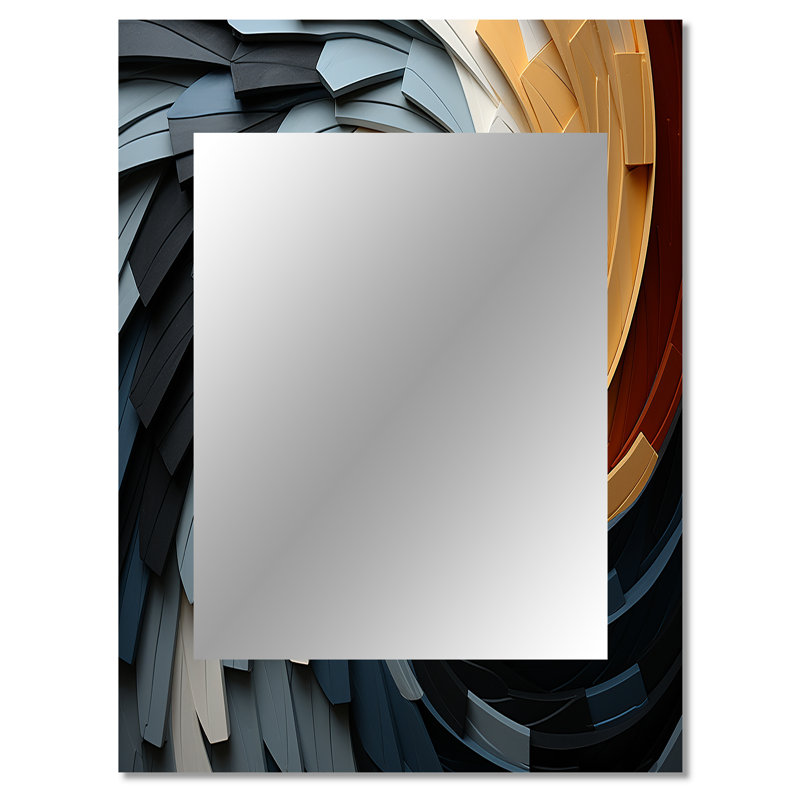 «Geometric Spiral III - Abstract Spirals», grand miroir mural doré, impression sur métal, 40 po x 30 po