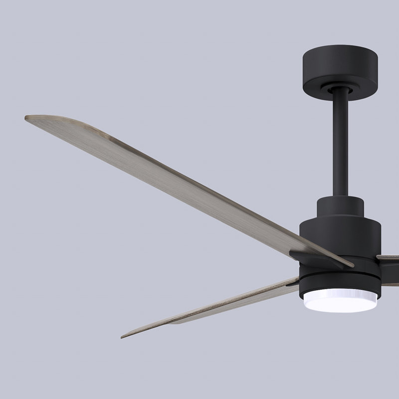 Ventilateur de plafond Alessandra, Ton bois de frêne gris, Noir mat, 56"