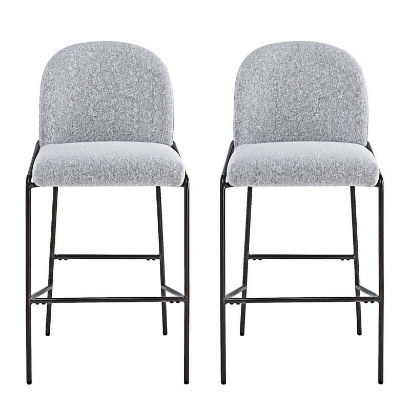 Ensemble de 2 tabourets de bar rembourrés, Gris