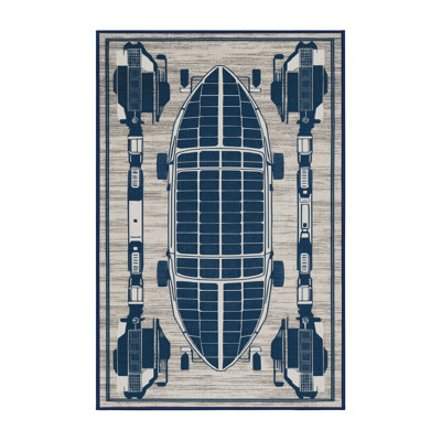 Machine Washable Transportation Gray Area Rug
