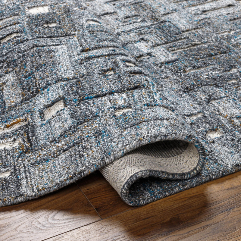 Hand Tufted Area Rug in Yellow, Rectangle 9' x 12'