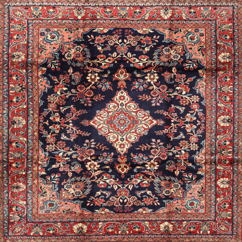 Tapis traditionnel rouge / noir Gerti, Rond 5 pi