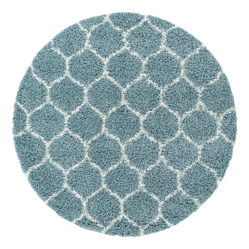 Tapis à poils longs Red Barrel Studio® Ruby Trellis, Rond 3 pi 3 po