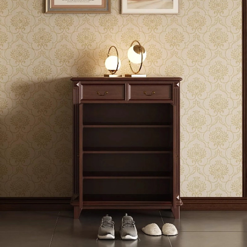 Banc de rangement pour chaussures en bois massif noyer, H 41,34 po x l 33,46 po x P 15,75 po, Noyer
