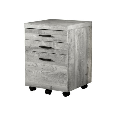 Modern Office File Cabinet With Rolling Wheels, Grey Laminate And Ample Storage Ability Storage, Stand