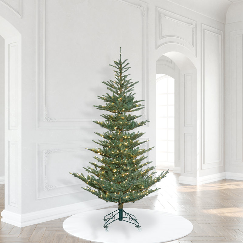 Alberta Blue Spruce Artificial Christmas Tree with Warm White LED Lights, 7.5' H