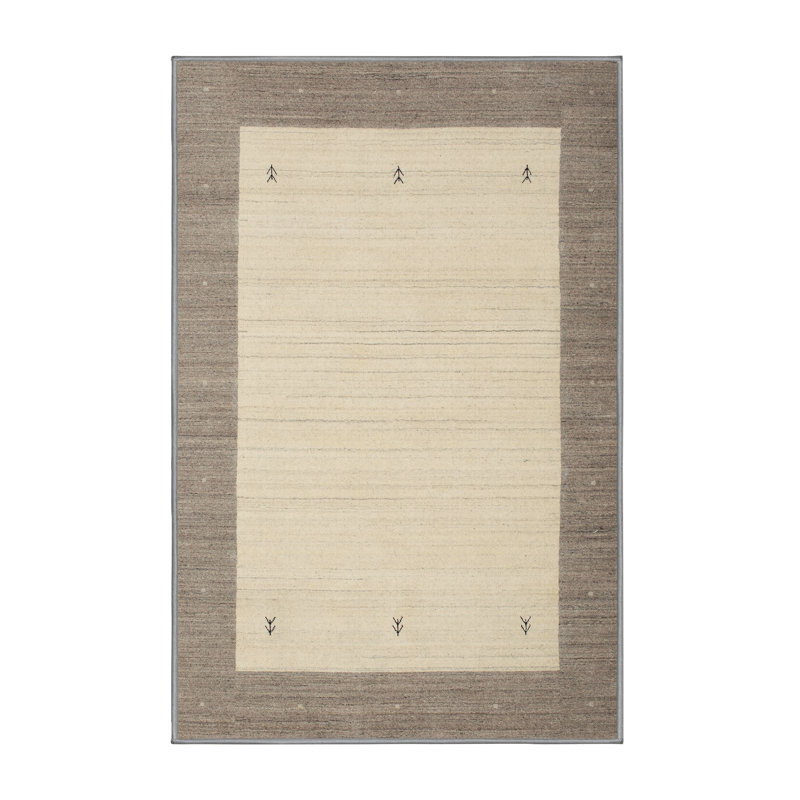 Tapis contemporain beige / brun, Rectangle 6 pi x 9 pi