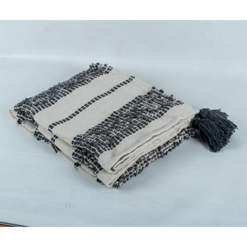 Jeté à rayures minérales 50 po x 60 po - gris bleu, Bleu gris rayé