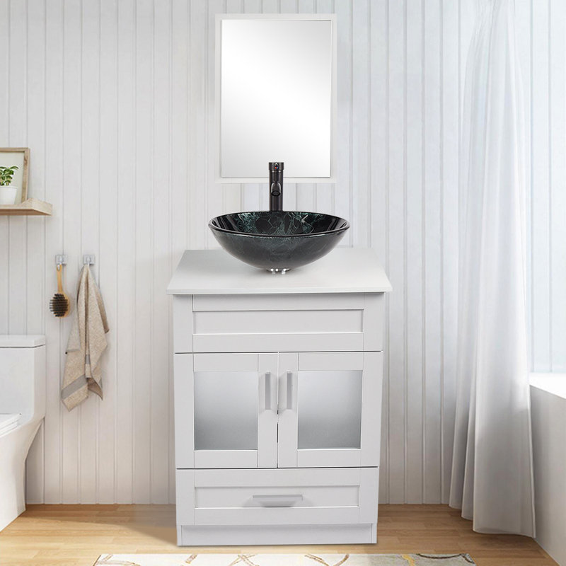 Bevilacqua 24'' Single Bathroom Vanity with Plastic Top, Orange