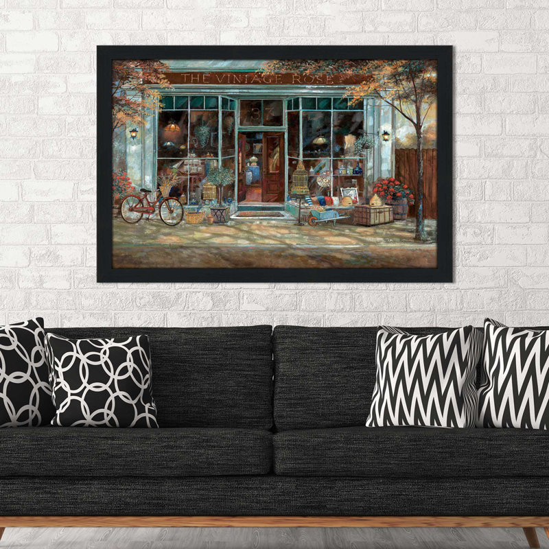 « rétro rose revisited », reproduction de peinture à l’huile encadrée, H 21,5 po x l 27,5 po x P 0,75 po