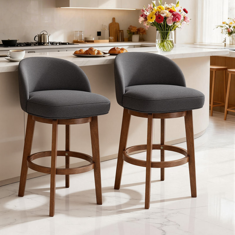Tabouret de comptoir rotatif H 34,2 po Sheridan, Dark Gray/Linen, 2