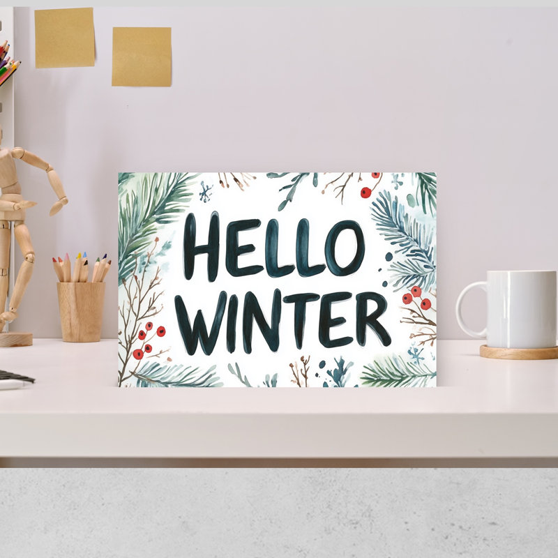«Embrace The Chill Contemporary Pine Nature Winter», reproduction d'art murale, H 12 po x l 18 po