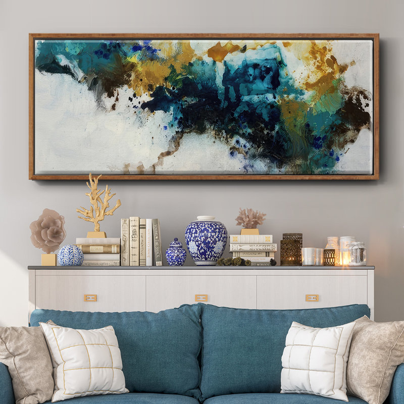 Teal Splat - Framed Canvas