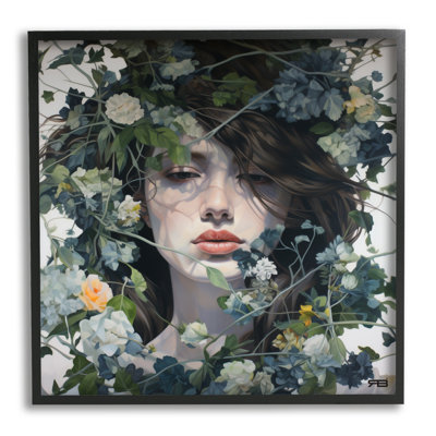 Bb-474-Femme encadrée avec des fleurs vertes