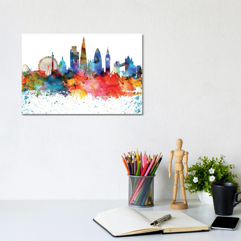 London Skyline - Wrapped Canvas Painting, 20.32 cm H x 30.48 cm W