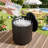 Outdoor Cooler Side Table, 2-in-1 Insulated Patio Ice Bucket & Beverage Bar with Hook-On Lid, All-Weather Vertical Stripe Drink Cooler for Poolside, Deck & Backyard Parties, Black-111066862-126560348